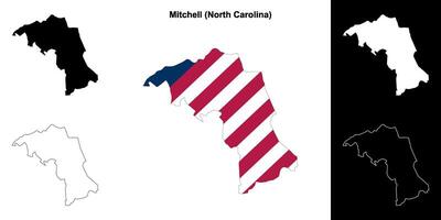 Mitchell district, noorden carolina schets kaart reeks vector