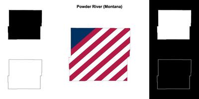 poeder rivier- district, Montana schets kaart reeks vector