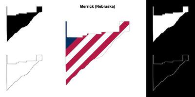 Merrick district, Nebraska schets kaart reeks vector
