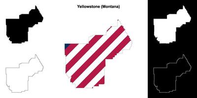 yellowstone district, Montana schets kaart reeks vector