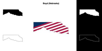 boyd district, Nebraska schets kaart reeks vector