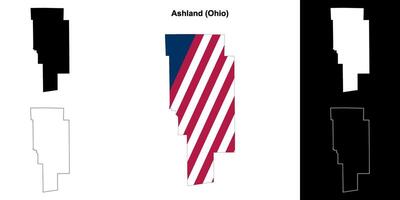 asland district, Ohio schets kaart reeks vector