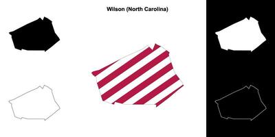 wilson district, noorden carolina schets kaart reeks vector