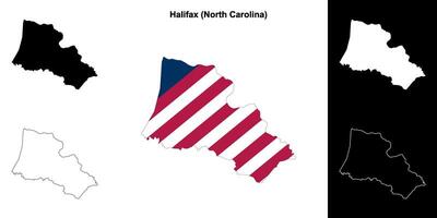 halifax district, noorden carolina schets kaart reeks vector