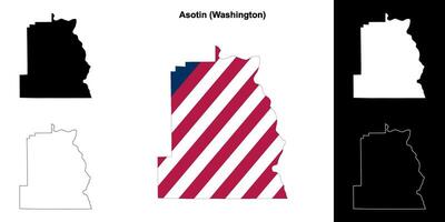 asotine district, Washington schets kaart reeks vector