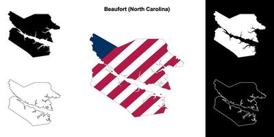 Beaufort district, noorden carolina schets kaart reeks vector