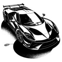 zwart en wit illustratie van een hypercar sport- auto vector