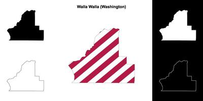 walla walla district, Washington schets kaart reeks vector