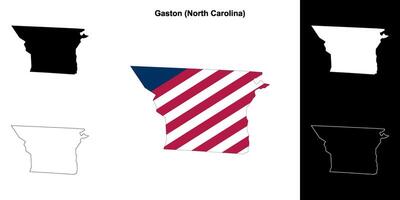 gaston district, noorden carolina schets kaart reeks vector