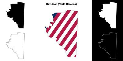 davidson district, noorden carolina schets kaart reeks vector