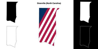 granville district, noorden carolina schets kaart reeks vector