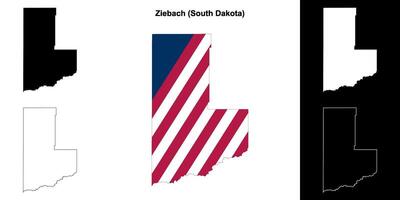 ziebach district, zuiden dakota schets kaart reeks vector