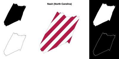 nash district, noorden carolina schets kaart reeks vector