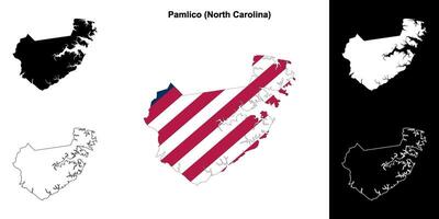 Pamlico district, noorden carolina schets kaart reeks vector