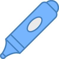 markeerstift lijn gevulde blauw icoon vector