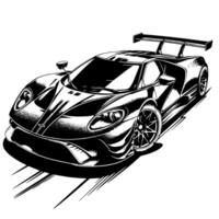 zwart en wit illustratie van een hypercar sport- auto vector