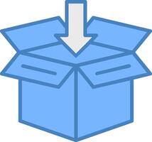 Open doos lijn gevulde blauw icoon vector
