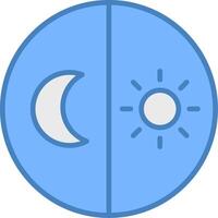 dag en nacht vrij lijn gevulde blauw icoon vector