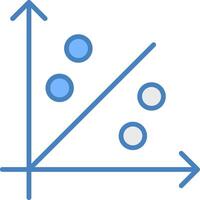 verstrooien diagram lijn gevulde blauw icoon vector