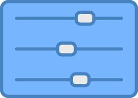 schuifregelaars lijn gevulde blauw icoon vector