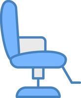 kapper stoel lijn gevulde blauw icoon vector