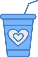 milkshake lijn gevulde blauw icoon vector