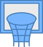 basketbal hoepel lijn gevulde blauw icoon vector