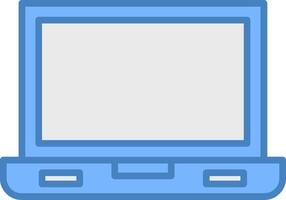 laptop scherm lijn gevulde blauw icoon vector