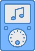 muziek- speler lijn gevulde blauw icoon vector