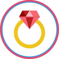 diamant ring vlak cirkel icoon vector