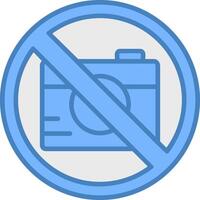 Nee foto lijn gevulde blauw icoon vector