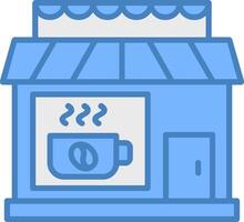 cafe lijn gevulde blauw icoon vector