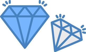 diamant lijn gevulde blauw icoon vector