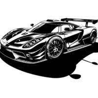 zwart en wit illustratie van een hypercar sport- auto vector