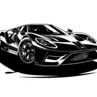 zwart en wit illustratie van een hypercar sport- auto vector