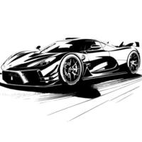 zwart en wit illustratie van een hypercar sport- auto vector