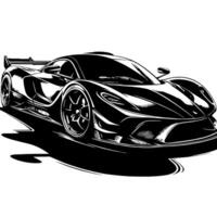 zwart en wit illustratie van een hypercar sport- auto vector