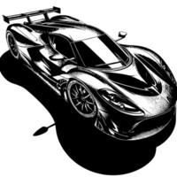 zwart en wit illustratie van een hypercar sport- auto vector