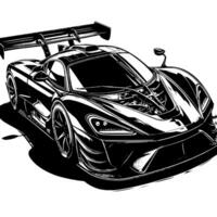 zwart en wit illustratie van een hypercar sport- auto vector