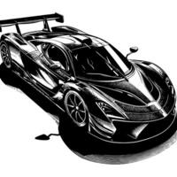 zwart en wit illustratie van een hypercar sport- auto vector