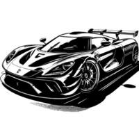 zwart en wit illustratie van een hypercar sport- auto vector