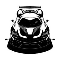 zwart en wit illustratie van een hypercar sport- auto vector