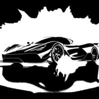 zwart en wit illustratie van een hypercar sport- auto vector