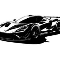 zwart en wit illustratie van een hypercar sport- auto vector