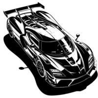 zwart en wit illustratie van een hypercar sport- auto vector