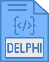 Delphi lijn gevulde blauw icoon vector