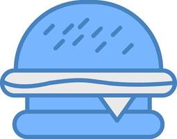 hamburger lijn gevulde blauw icoon vector