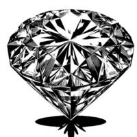 zwart en wit silhouet van een perfect besnoeiing sprankelend solitaire diamant edelsteen vector