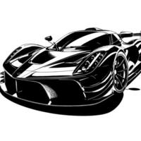 zwart en wit illustratie van een hypercar sport- auto vector