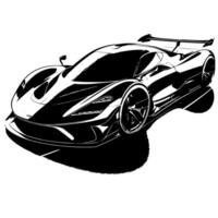 zwart en wit illustratie van een hypercar sport- auto vector